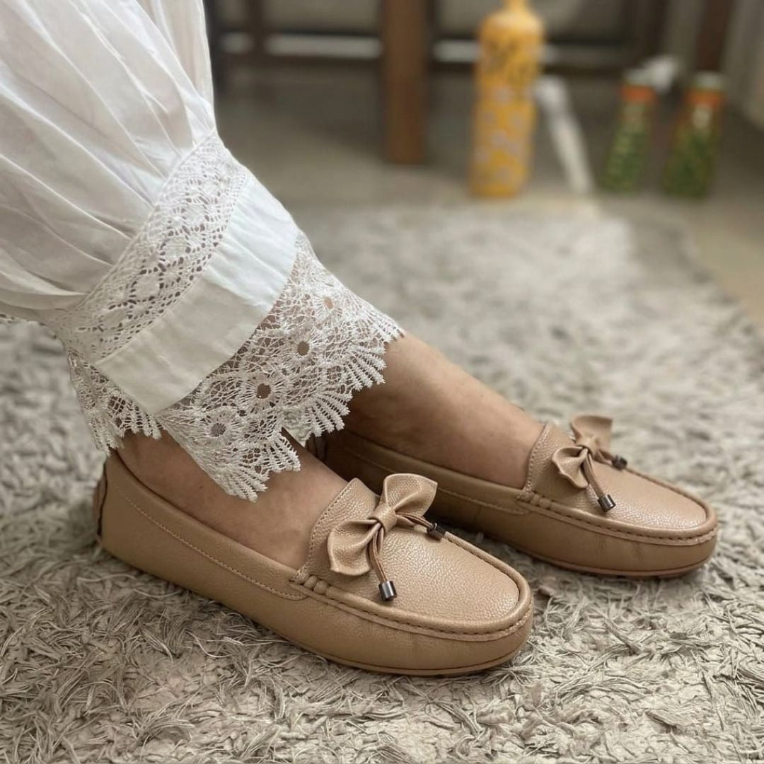 Kavsun Women Loafer Bow Detail Beige