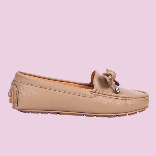 Kavsun Women Loafer Bow Detail Beige