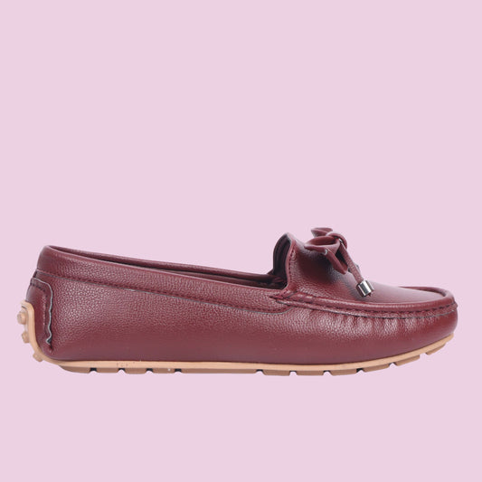 Kavsun Women Loafer Bow Detail Cherry