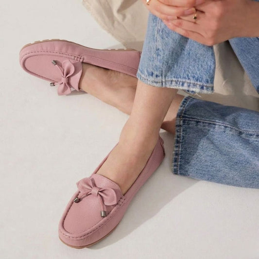 Kavsun Women Loafer Bow Detail Pink