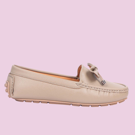 Kavsun Women Loafer Bow Detail Taupe Beige