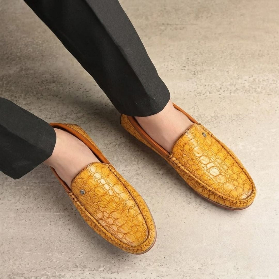 Kavsun Men Croco Loafer Tan