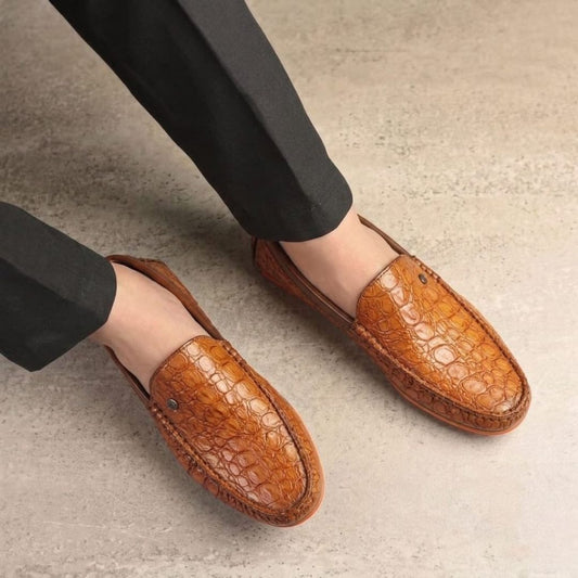 Kavsun Men Croco Loafer Brown