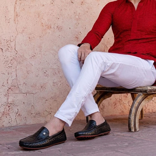 Kavsun Men Croco Loafer Black