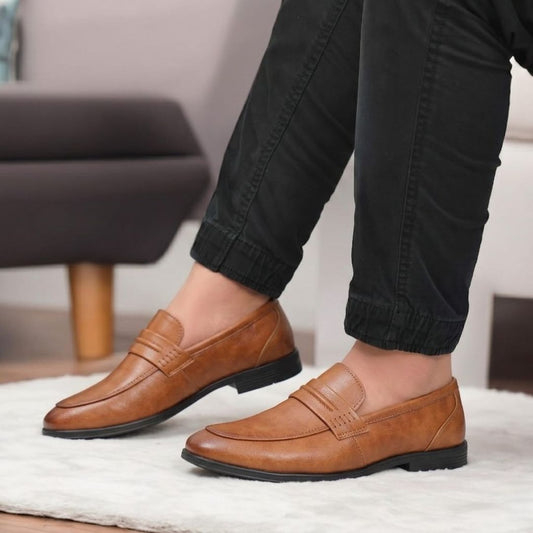 Kavsun Men Loafer Flexible Slip On Shoe Tan