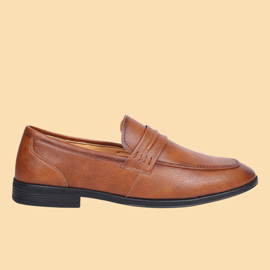 Kavsun Men Loafer Flexible Slip On Shoe Tan