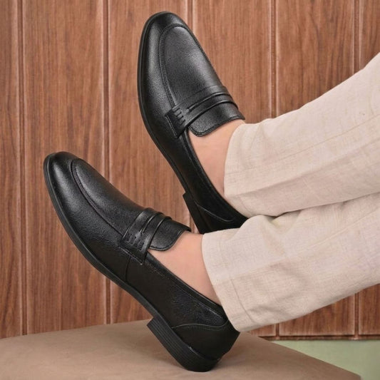 Kavsun Men Loafer Flexible Slip On Shoe Black