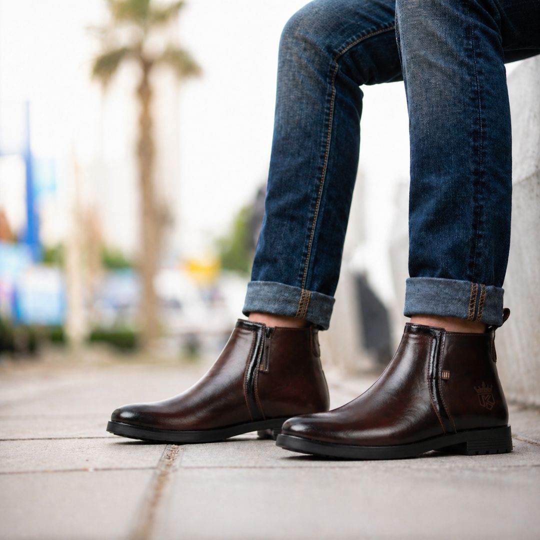 Kavsun Men Chelsea Ankle Boot Brown KV4003