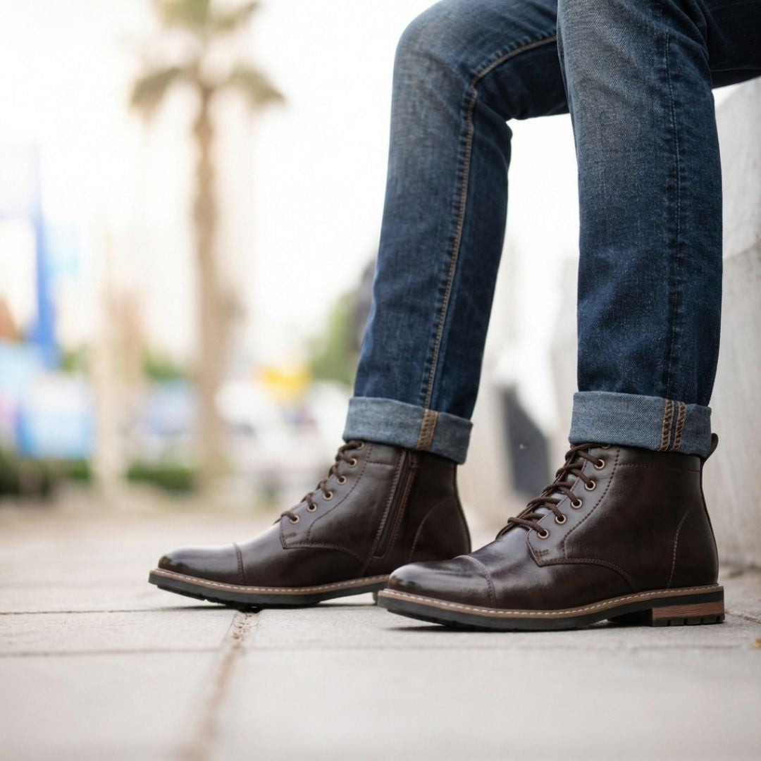 Kavsun Men Leatherite Ankle Boots Brown KV4009