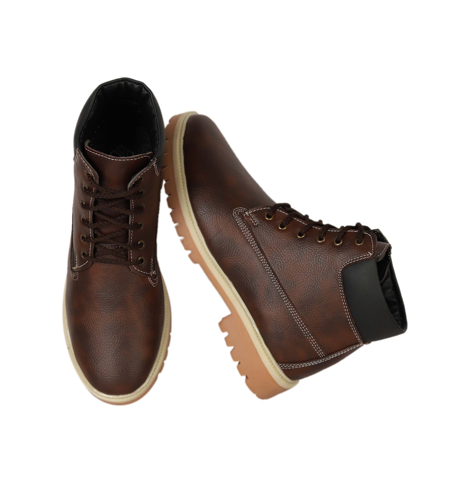 Kavsun Men Leatherite Ankle Boots Brown KV4009