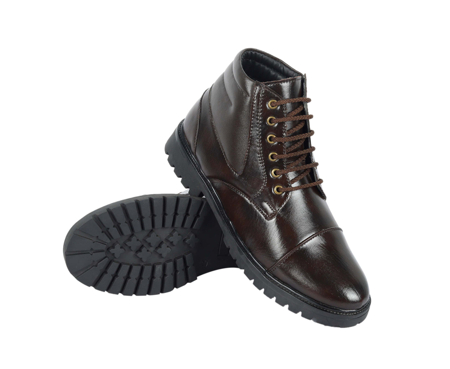 Kavsun Men High Ankle Derby Boots Brown KV4012