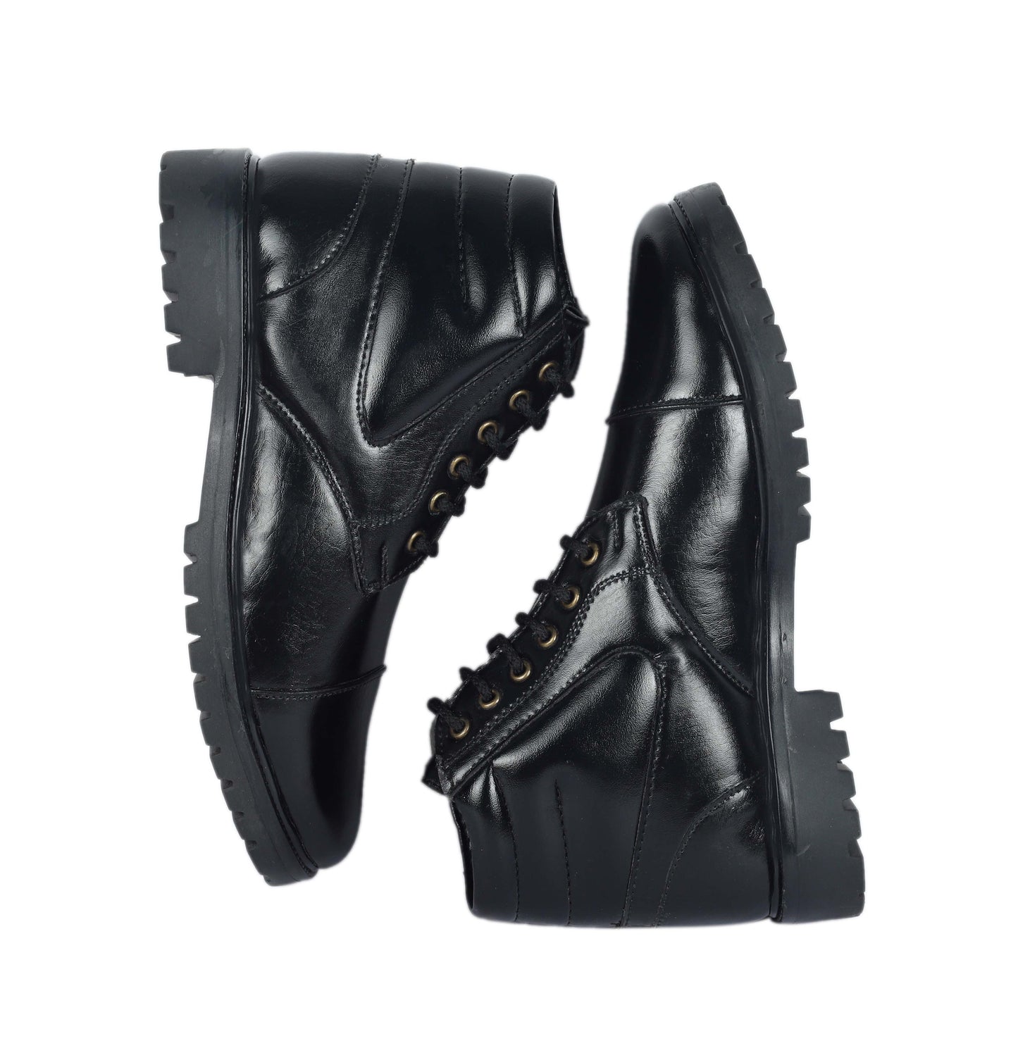 Kavsun Men High Ankle Derby Boots Black KV4013