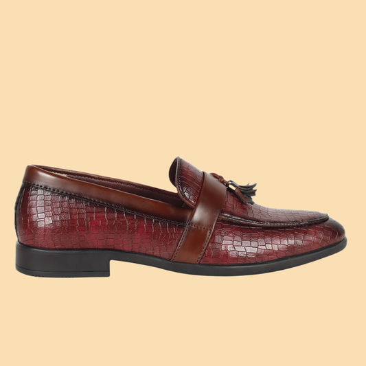 Kavsun Men Tassels Loafer Cherry