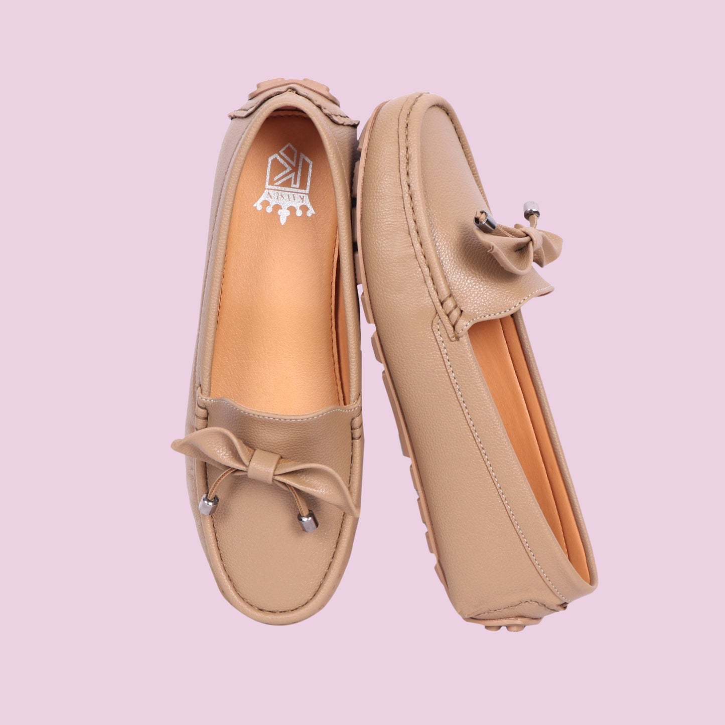 Kavsun Women Loafer Bow Detail Beige