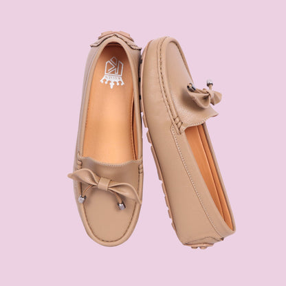 Kavsun Women Loafer Bow Detail Beige