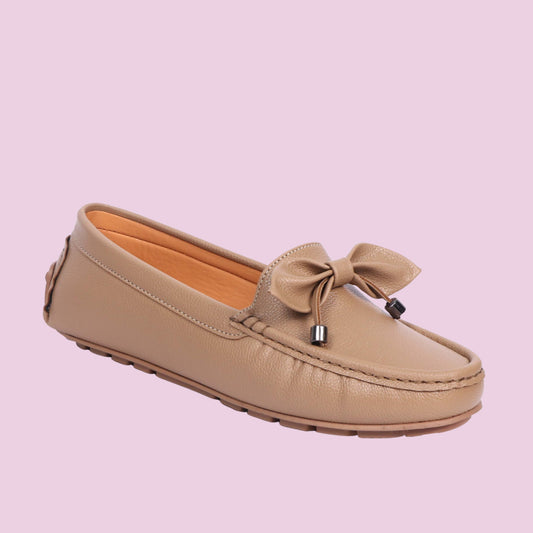 Kavsun Women Loafer Bow Detail Beige