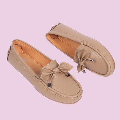 Kavsun Women Loafer Bow Detail Beige