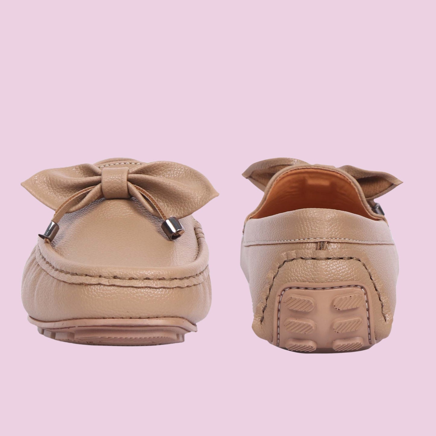 Kavsun Women Loafer Bow Detail Beige