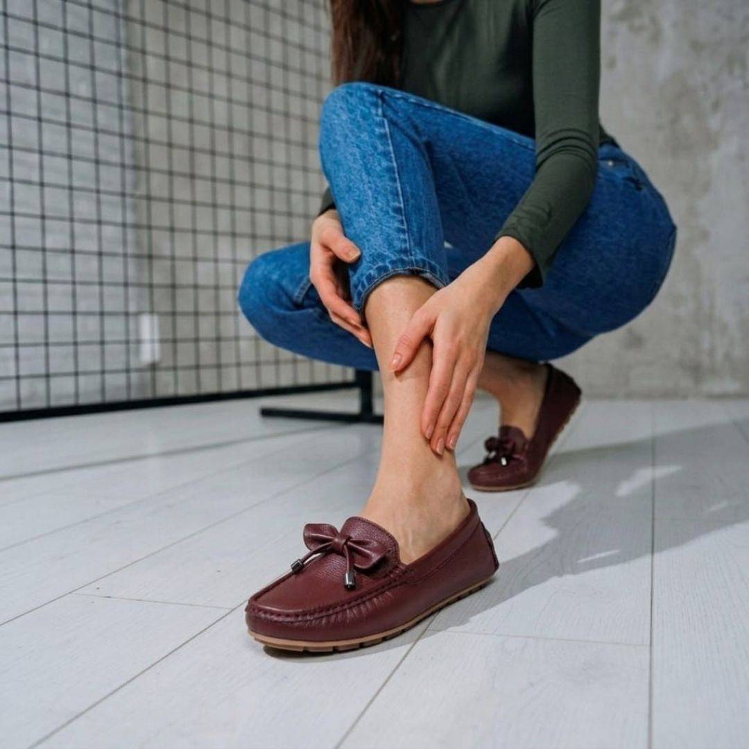 Kavsun Women Loafer Bow Detail Cherry