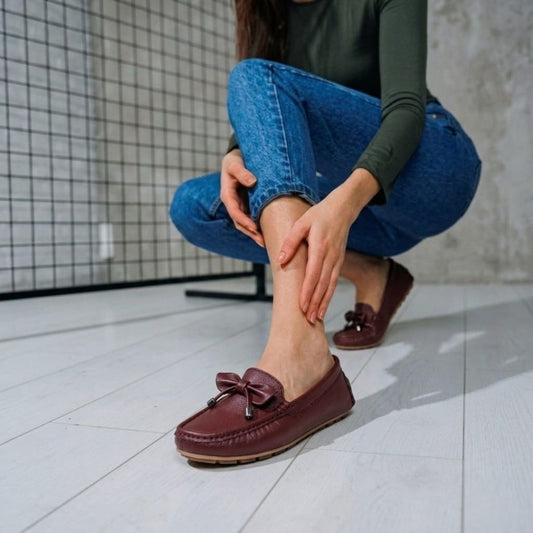 Kavsun Women Loafer Bow Detail Cherry