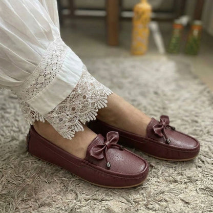 Kavsun Women Loafer Bow Detail Cherry