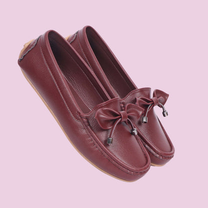 Kavsun Women Loafer Bow Detail Cherry