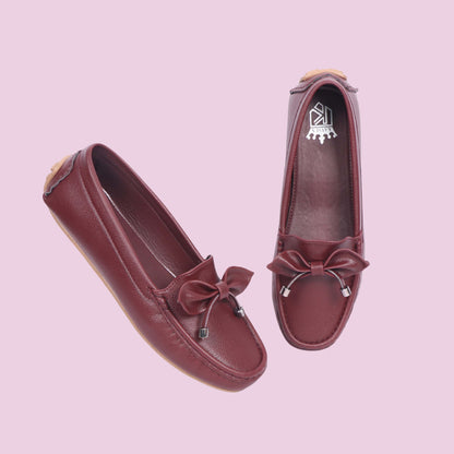 Kavsun Women Loafer Bow Detail Cherry