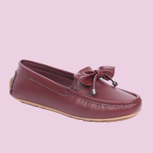 Kavsun Women Loafer Bow Detail Cherry