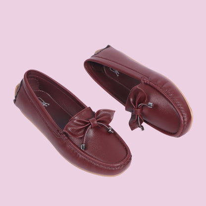 Kavsun Women Loafer Bow Detail Cherry