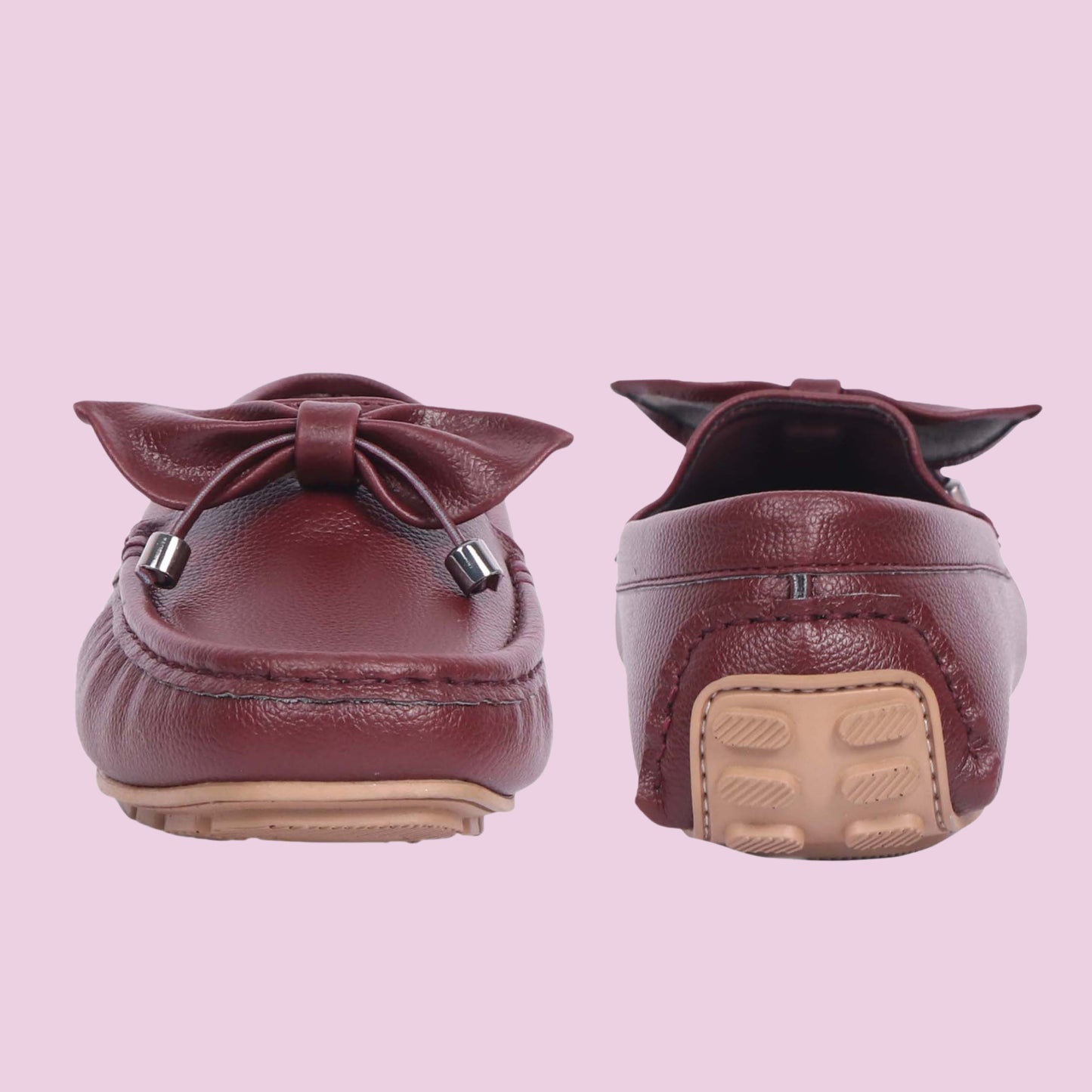 Kavsun Women Loafer Bow Detail Cherry