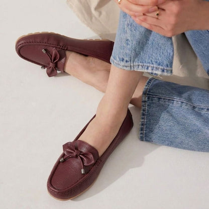 Kavsun Women Loafer Bow Detail Cherry
