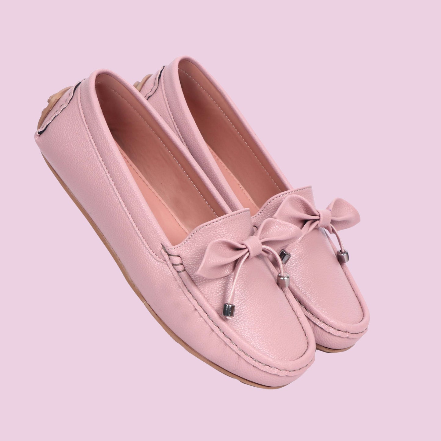 Kavsun Women Loafer Bow Detail Pink