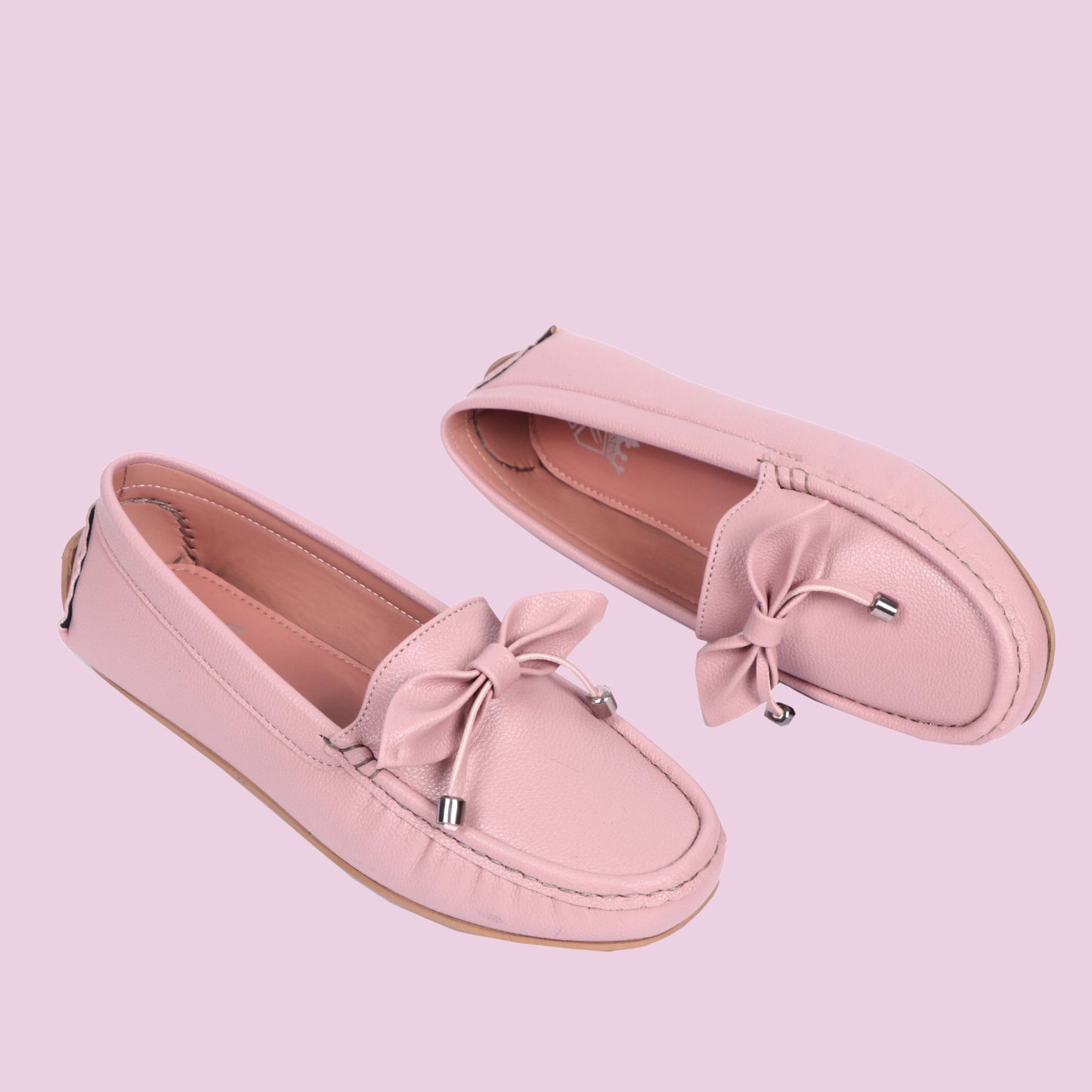 Kavsun Women Loafer Bow Detail Pink