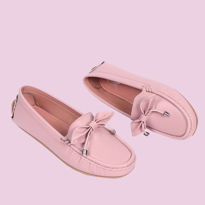 Kavsun Women Loafer Bow Detail Pink