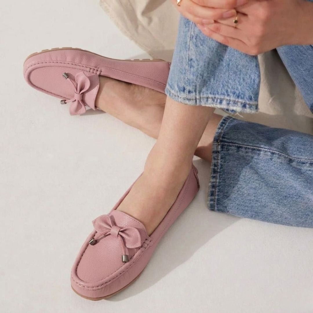 Kavsun Women Loafer Bow Detail Pink