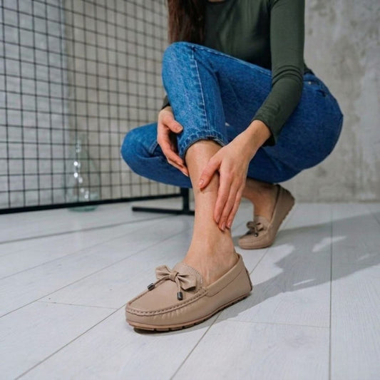 Kavsun Women Loafer Bow Detail Taupe Beige