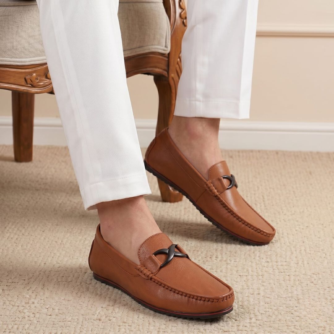 Kavsun Men Buckle Loafer Tan