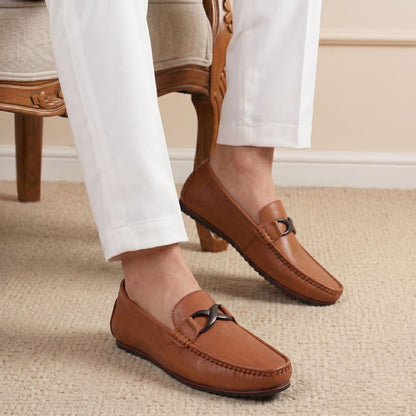 Kavsun Men Buckle Loafer Tan