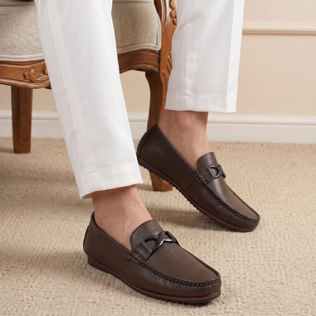 Kavsun Men Buckle Loafer Brown