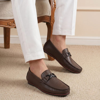 Kavsun Men Buckle Loafer Brown