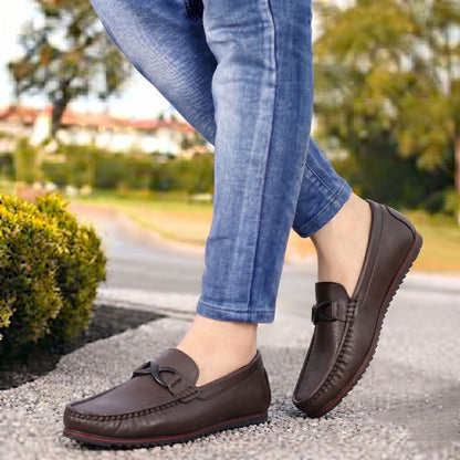 Kavsun Men Buckle Loafer Brown