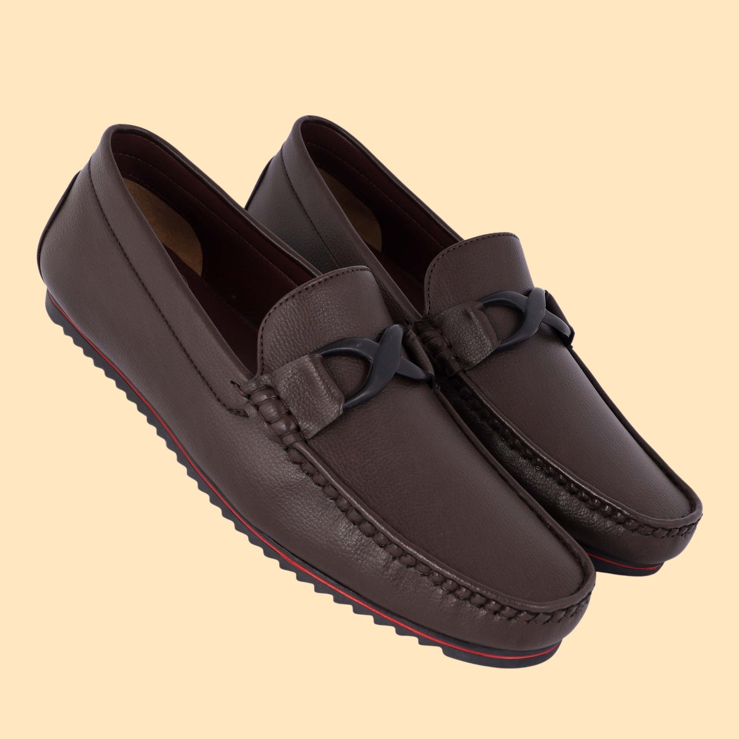 Kavsun Men Buckle Loafer Brown