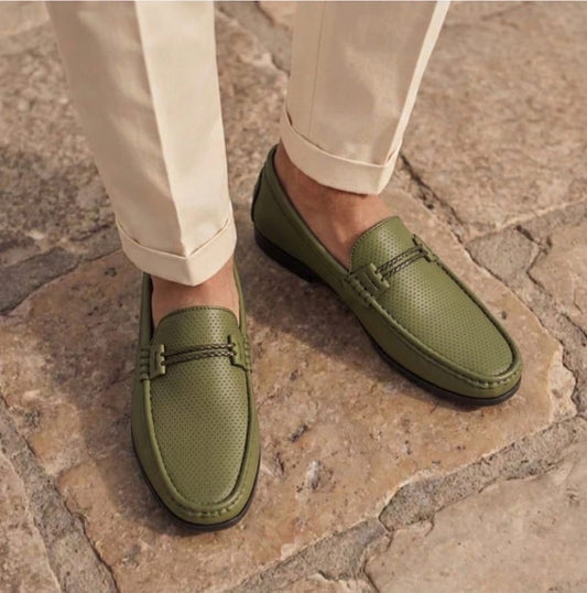 Kavsun Men Punch Loafer Olive