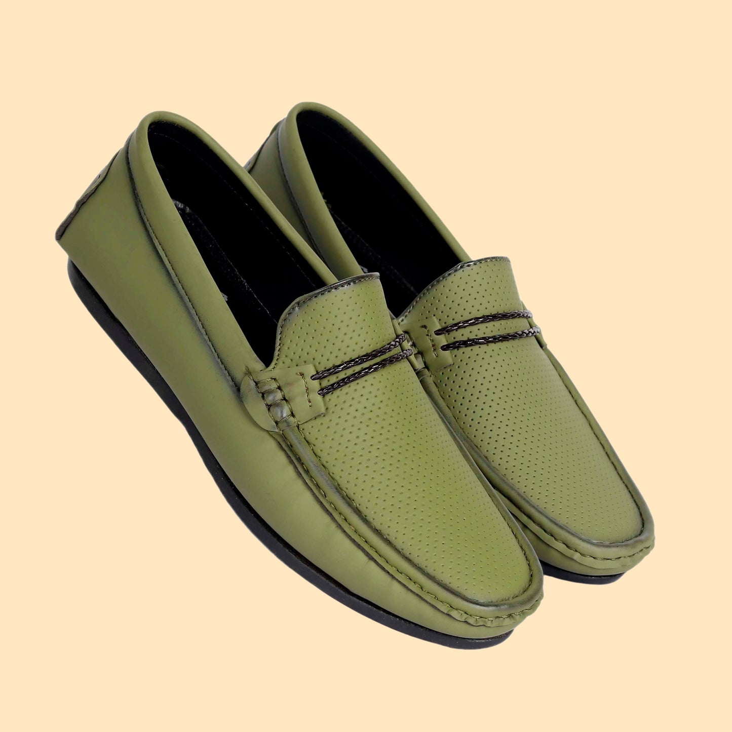 Kavsun Men Punch Loafer Olive