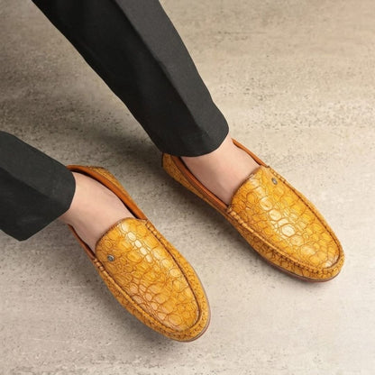 Kavsun Men Croco Loafer Tan
