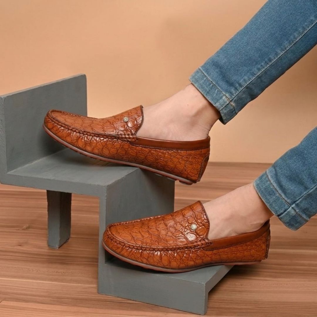 Kavsun Men Croco Loafer Brown
