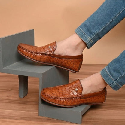 Kavsun Men Croco Loafer Brown