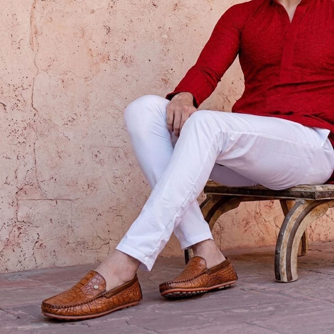 Kavsun Men Croco Loafer Brown