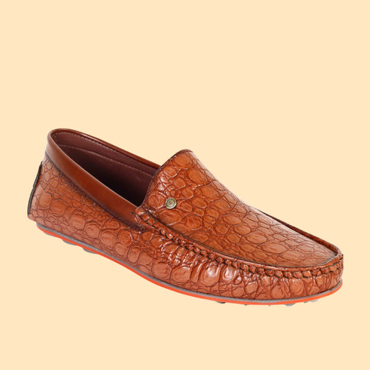 Kavsun Men Croco Loafer Brown