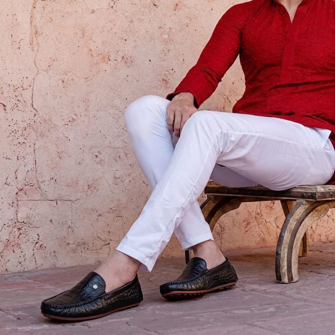 Kavsun Men Croco Loafer Black
